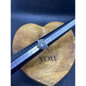 Sterling Silver Heart Pearl Ring Size 7.5 Jewelry